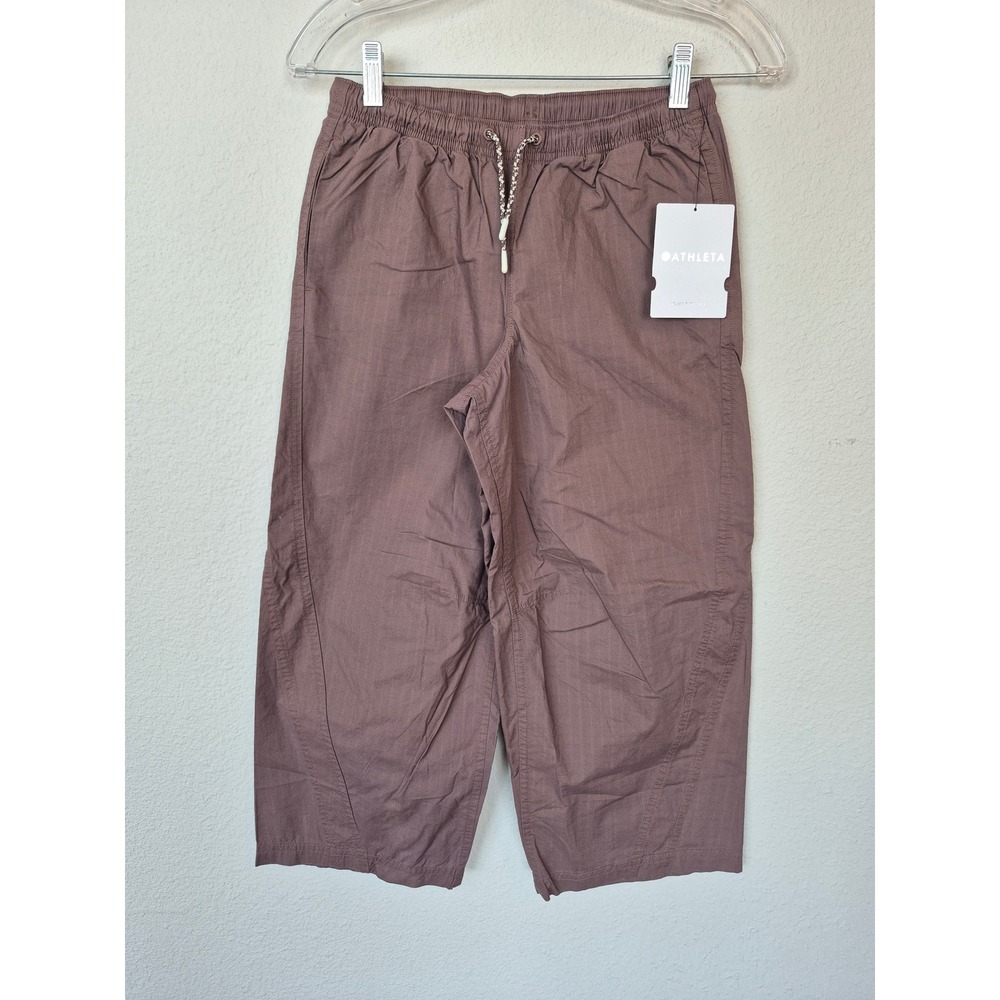 Athleta Girl Cotton Ripstop Barrel Pant Mauve Brown Size L/12 NWT‎